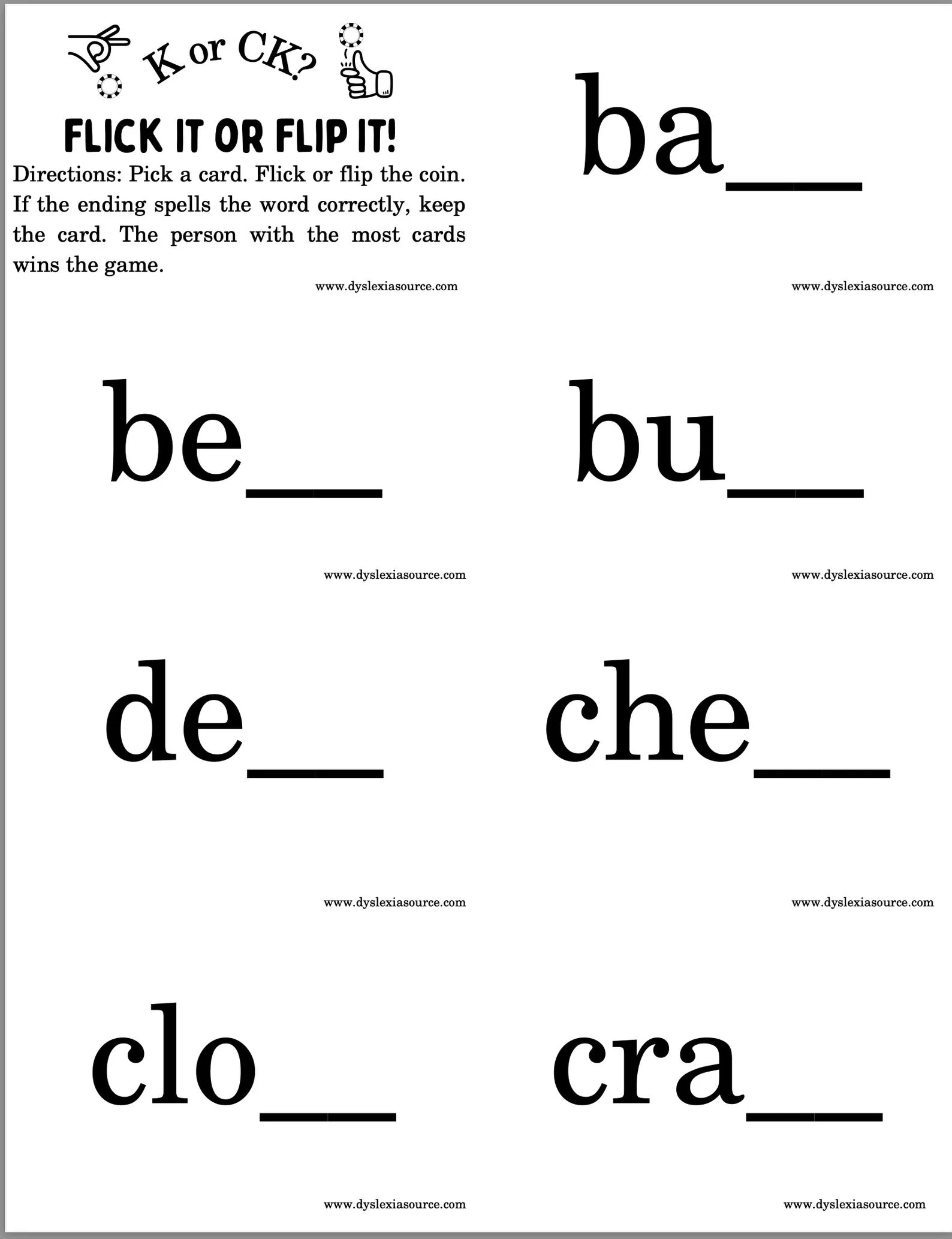 image of cards for k/ck game