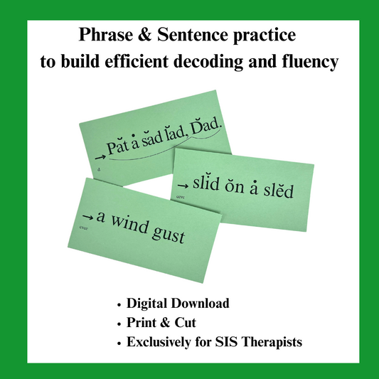 Green flashcards with text on a white background with green border